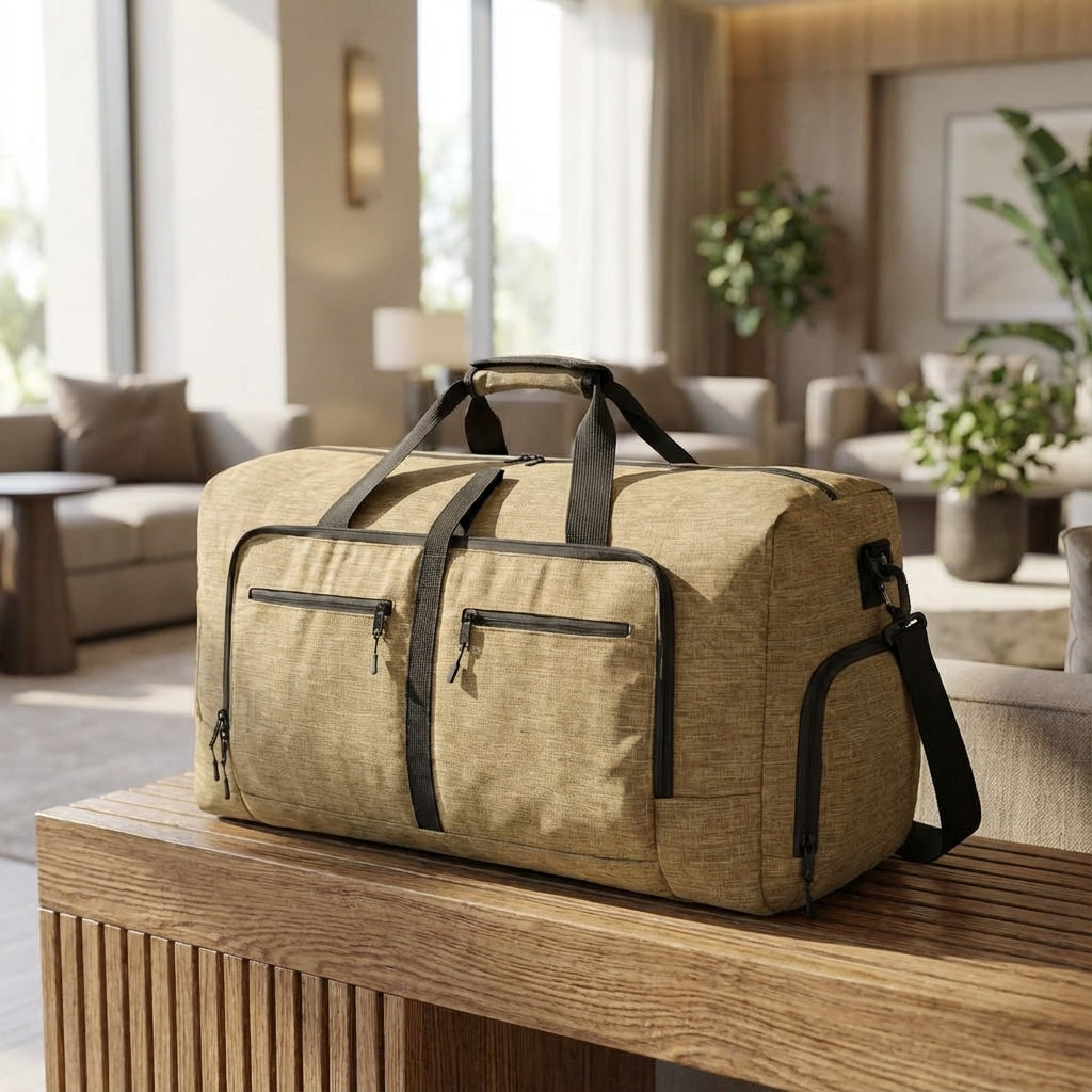 Geräumige faltbare Reisetasche aus robustem Polyester, perfekt als Handgepäck für Urlaub, Sport & Reisen.