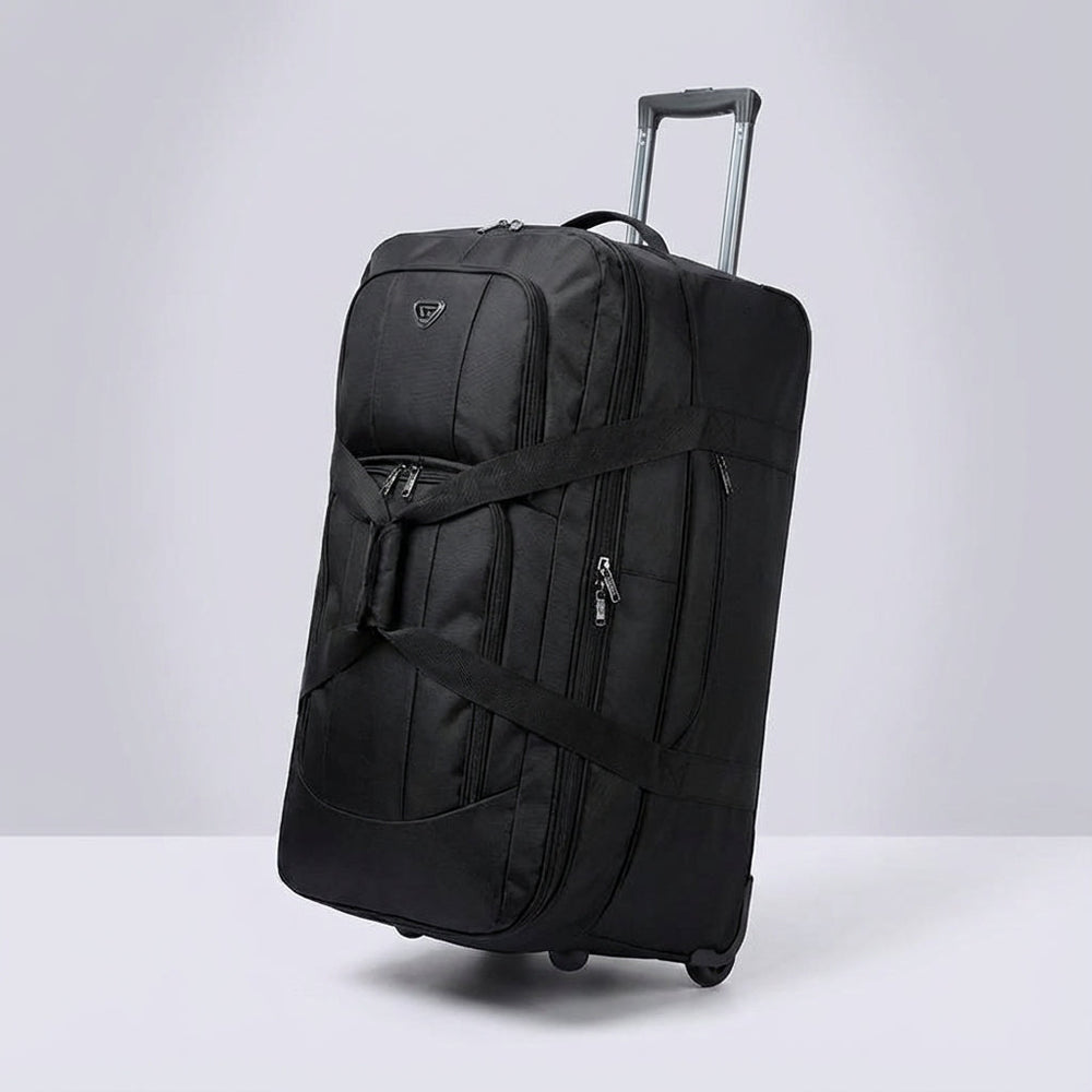 Praktische faltbare Trolleytasche FoldRover, kompakt verstaubar, leicht zu transportieren; ideal für Reisen und Sport.
