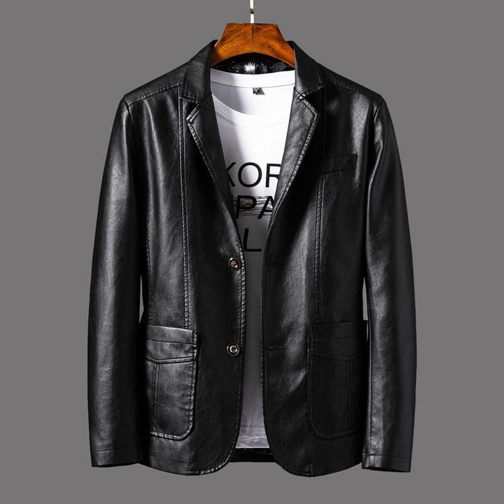 Stilvoller Herren-Lederblazer für Business-Meetings und elegante Anlässe, hochwertige Herrenmode.