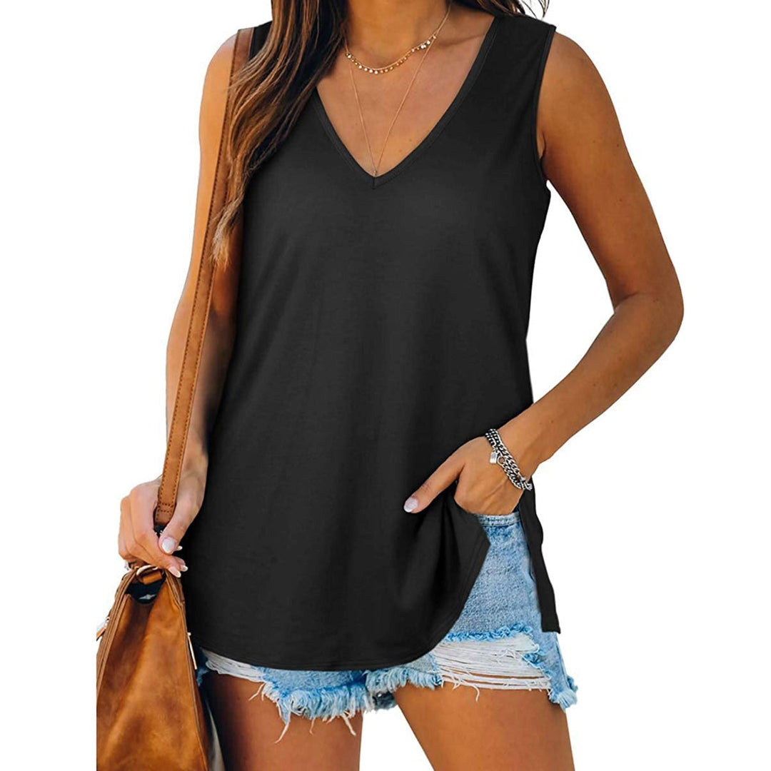 Damen Sommertop mit V-Ausschnitt, ärmellos und leicht, ideal für Freizeit & Alltag, bequem und luftig.