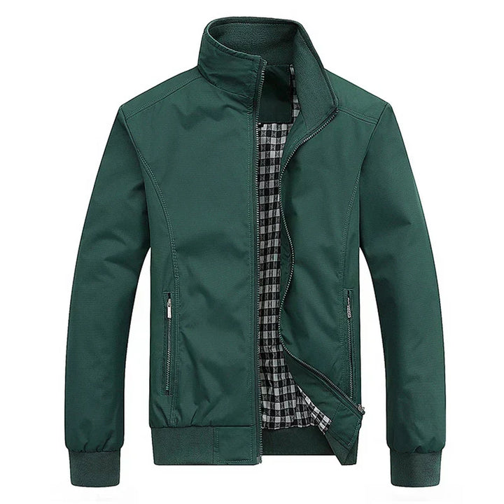 Stylische grüne Herren Herbstjacke mit Stehkragen, M-6XL, perfekt für einen entspannten Look.
