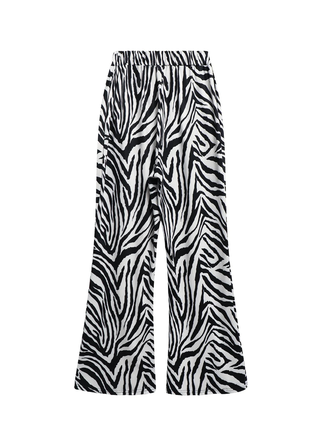 Damen Plus-Size Hose mit weitem Bein und Zebramuster. Komfortabel und stylisch für Freizeit im Sommer.