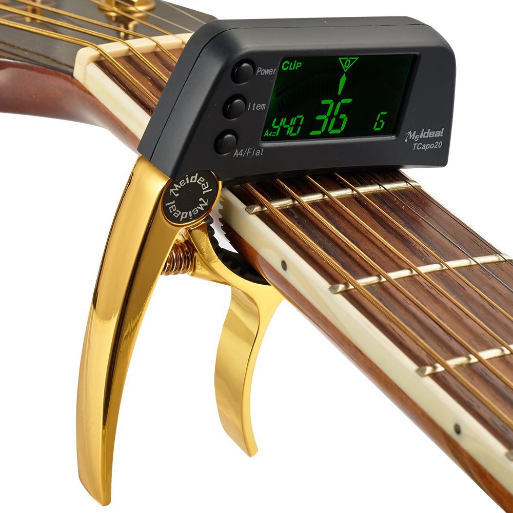 Schnelles Stimmen & einfache Tonartwechsel mit dem 2-in-1 Gitarren Capo & chromatischem Stimmgerät. Unverzichtbar für Musiker.