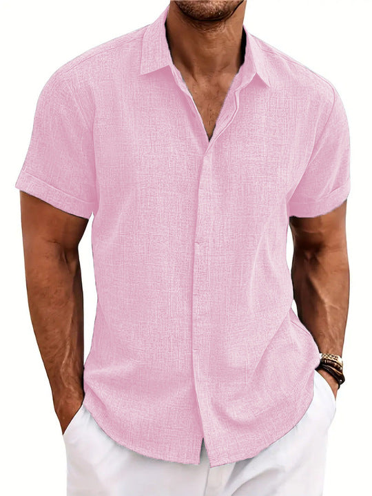 Moderne Herren-Kurzarmbluse in lässigem Design, atmungsaktiv & weich, perfekt für entspannte Sommerabende. Bequem.