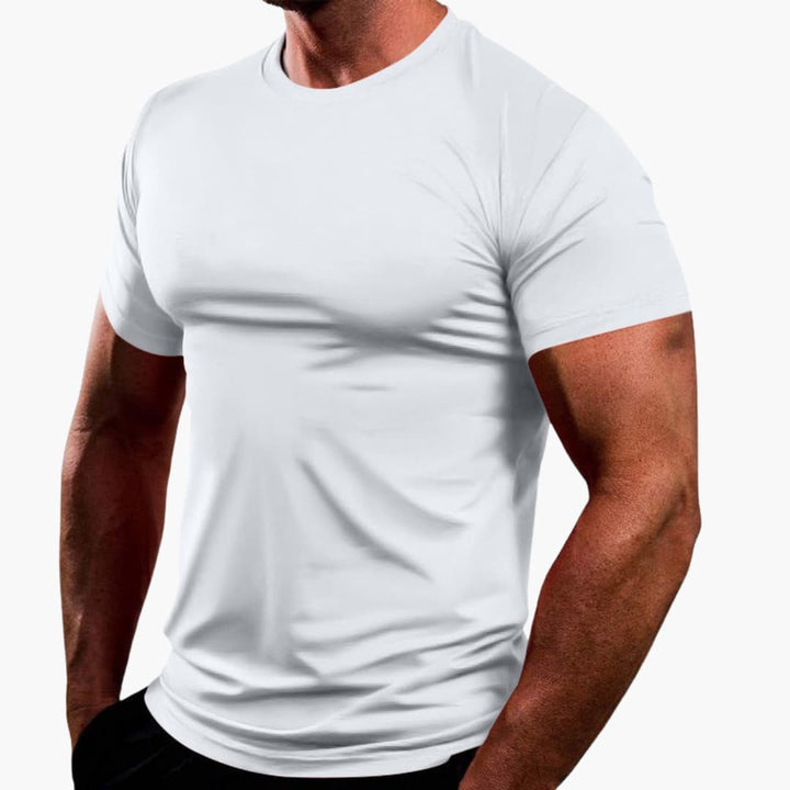 Modernes Uni Herren T-Shirt, kurzärmlig, Rundhals, lässiger Stil für vielseitige Alltags-Looks.