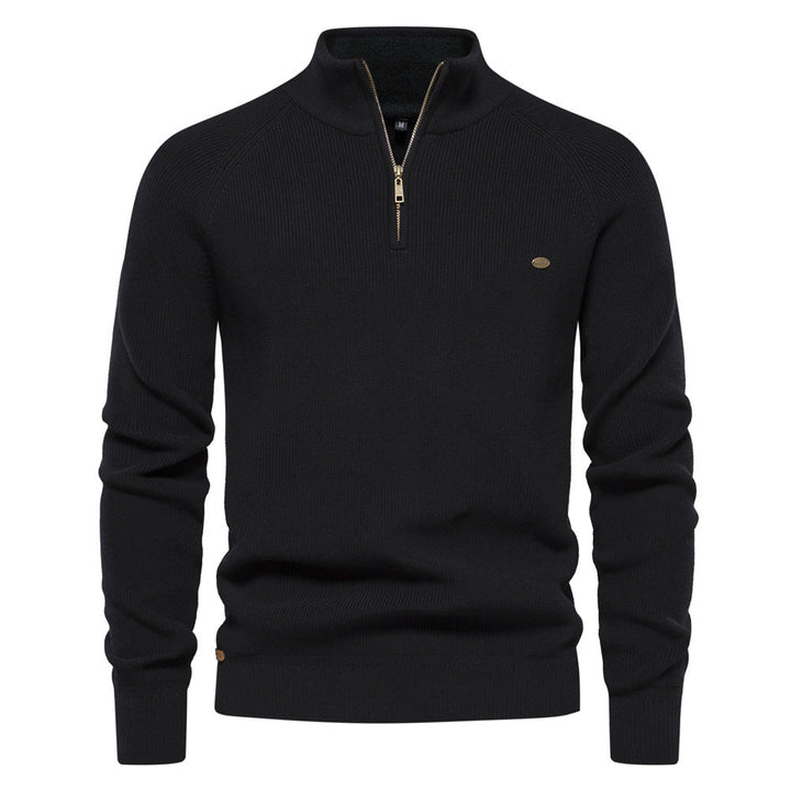 Moderner Herren Halb-Reißverschluss Strickpullover Mateo. Vielseitig für Casual und Business Casual.