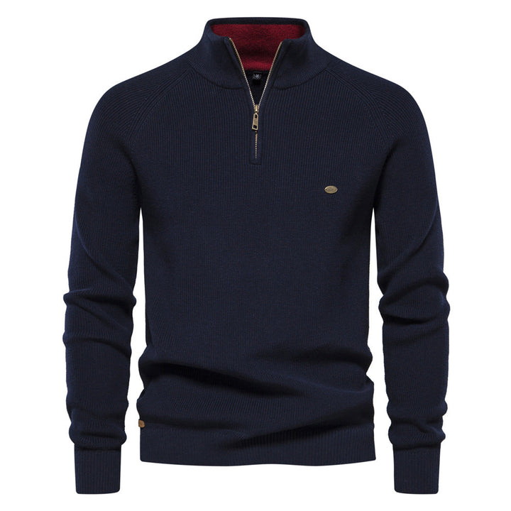 Herren Halb-Reißverschluss Pullover Mateo. Warmer, eleganter Strick für stilvolle Winteroutfits.
