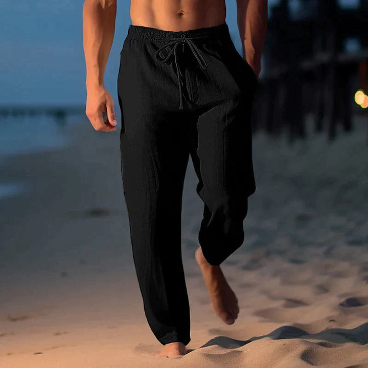 Blauer, bequemer Herren-Jogger. Atmungsaktive Sommerhose mit weitem Schnitt, ideal für Freizeit & Komfort.