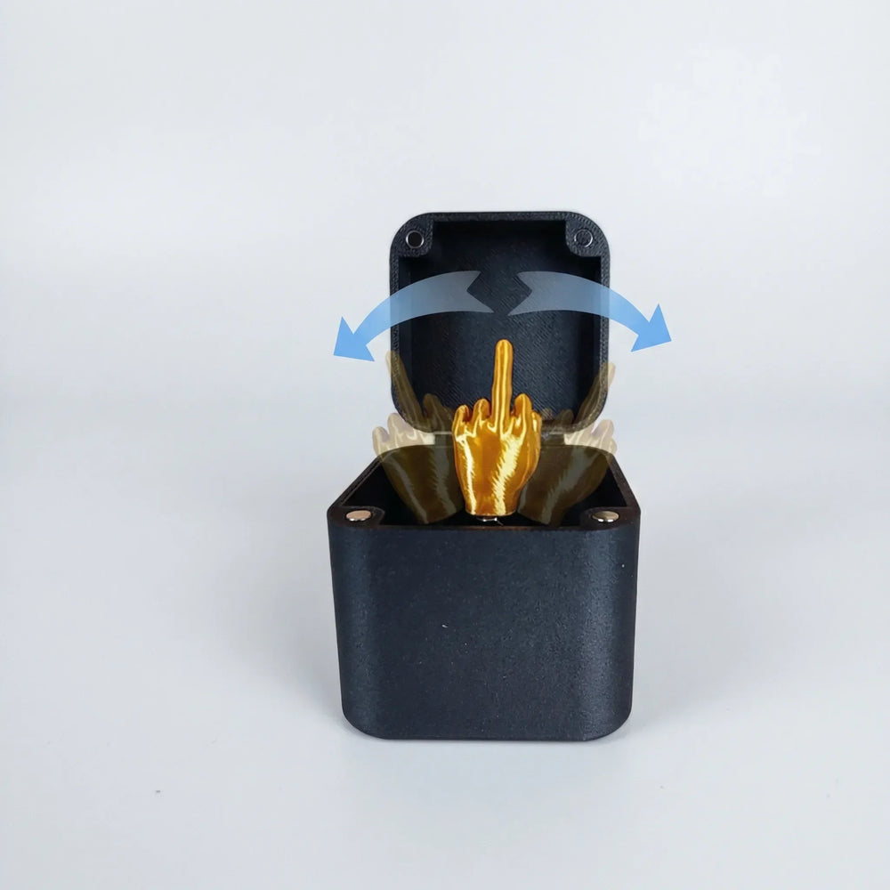 Überraschungsbox als lustiger Gagartikel für Erwachsene mit verstecktem Mittelfinger Prank. Perfektes Scherzgeschenk.