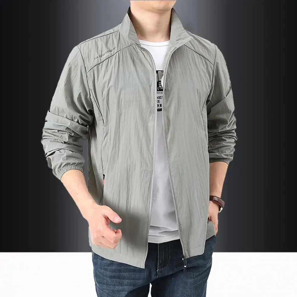 Herren Funktionsjacke (Khaki) schnelltrocknend & leicht, perfekt für aktive Tage, Freizeit & Outdoor im Frühling/Herbst.