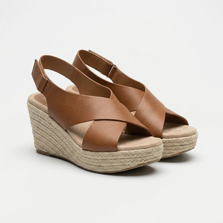 Bequeme Damen Keilabsatz Sandale mit Riemen für lange Spaziergänge, stilvolle Freizeit Sandalen.