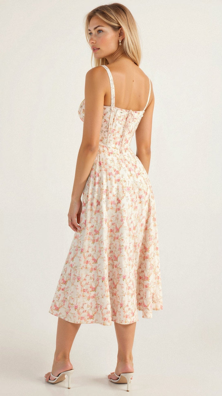 Stylisches Partykleid für Damen, Midilänge, mit Korsett-Elementen, für einen glamourösen Auftritt.