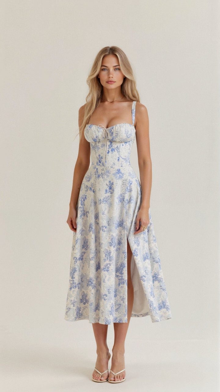 Hochwertiges Damen Anlasskleid, Midikleid, mit eleganter Korsett-Passform für feminine Mode.