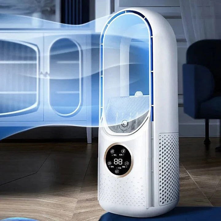 Klingenloser Mini-Luftkühler, ideal als leiser Tischventilator für Büro & Schlafzimmer.
