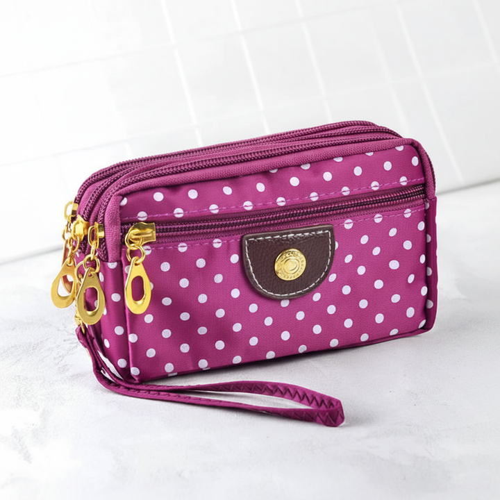 Rotes Kompakt-Portemonnaie für Damen aus PU-Leder mit Reißverschluss, praktisch & elegant.