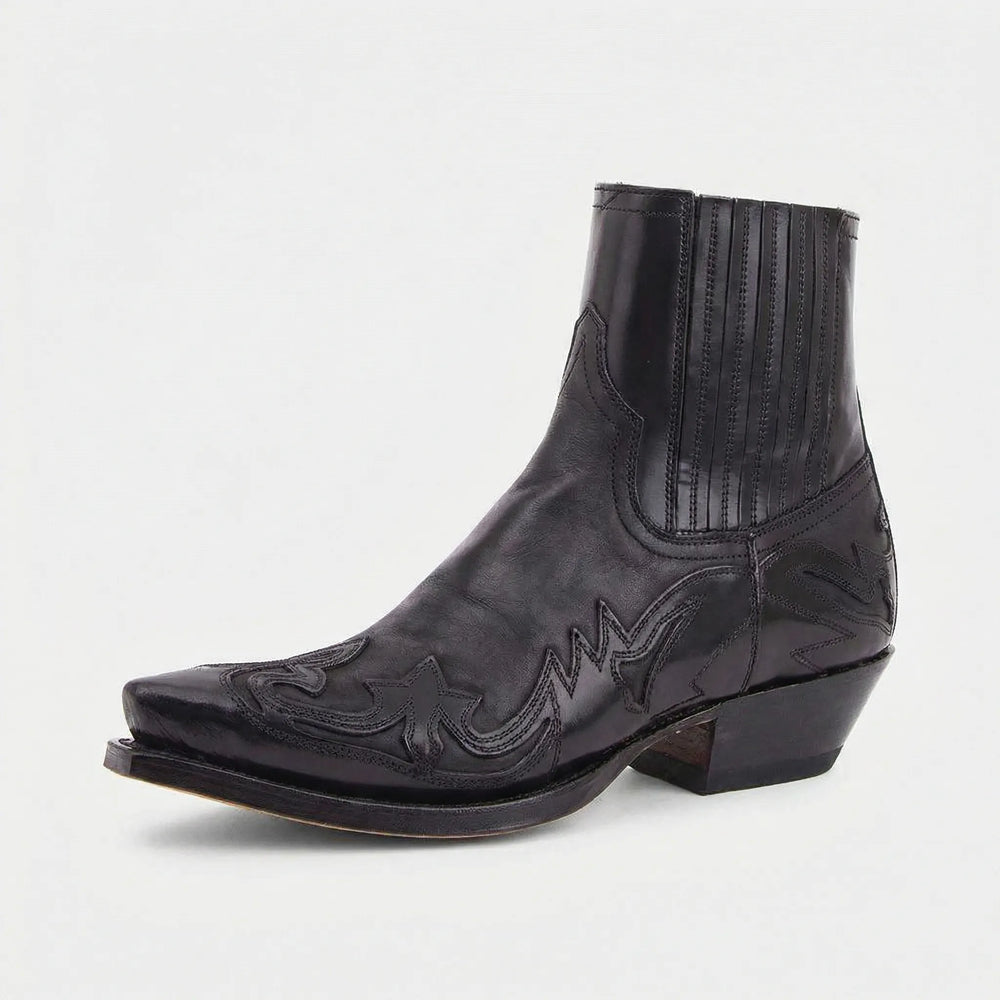 Modische Unisex Cowboystiefel mit spitzer Zehenkappe, robustem Blockabsatz, perfekt für Frühling/Herbst.