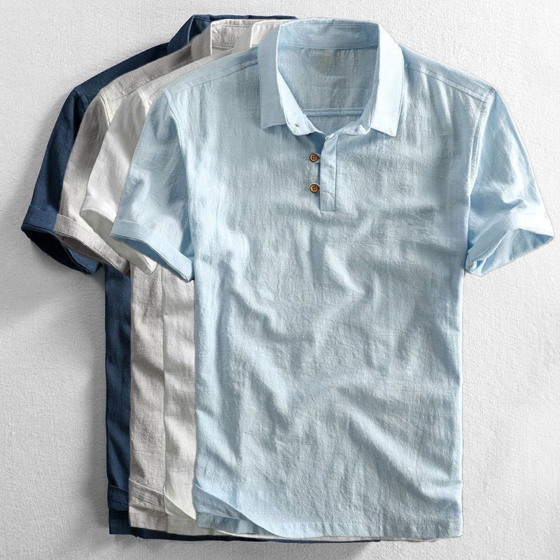Atmungsaktives Herren Kurzarm Poloshirt, leicht & luftig für hohen Tragekomfort im Sommer. Ideal für Reise.