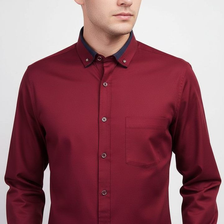 Klassisches Herren Langarmhemd Simon. Hochwertiges Oberteil mit Button-Down Kragen für Eleganz & Komfort.