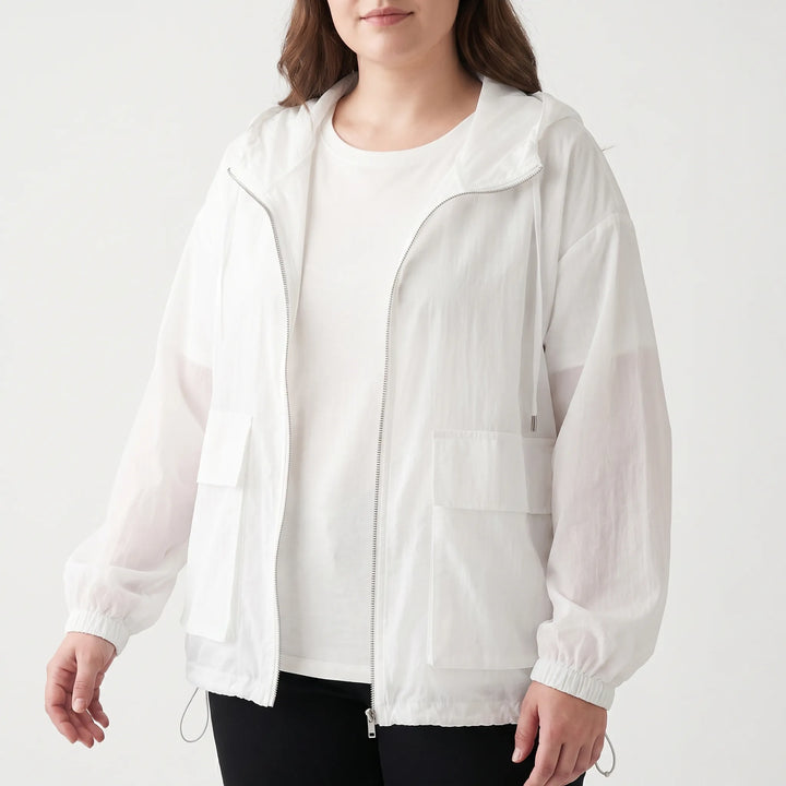 Vielseitige leichte Damen Sportjacke mit Kapuze, perfekt für Outdoor, Fitness & Freizeit. Windbreaker-Qualität.