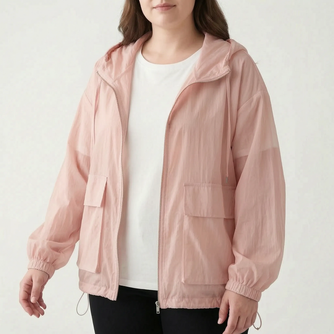 Ultraleichte Damen Sportjacke mit Kapuze, atmungsaktiv für Outdoor, Jogging & Freizeit. Dein flexibler Windbreaker.