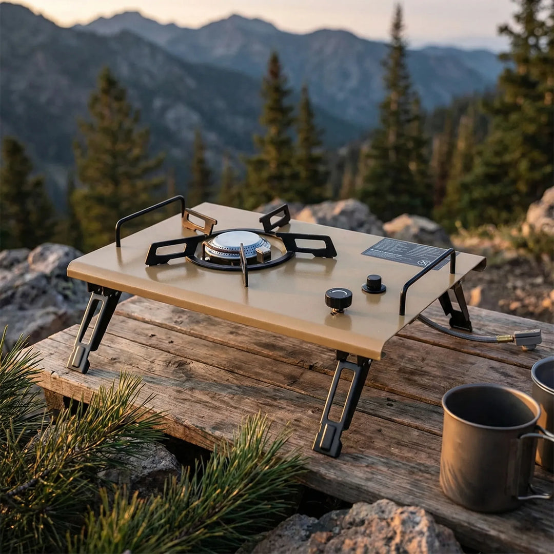 Tragbarer Outdoor Camping Gaskocher für unterwegs. Kompakter 4000W Kocher, ideal für Reise & Abenteuer.