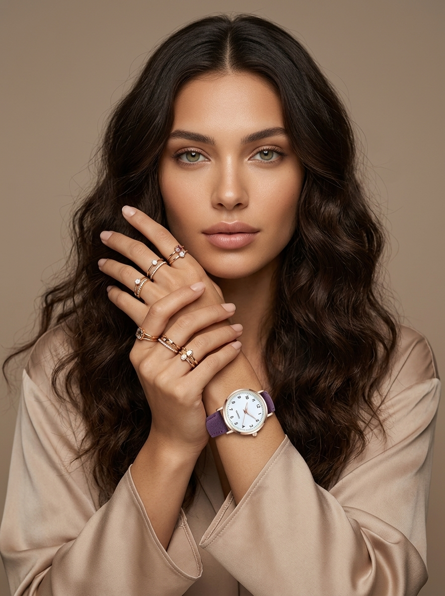 Elegante Damen Roségold Armbanduhr mit minimalistischem Design & braunem Lederarmband; stilvolles Accessoire.