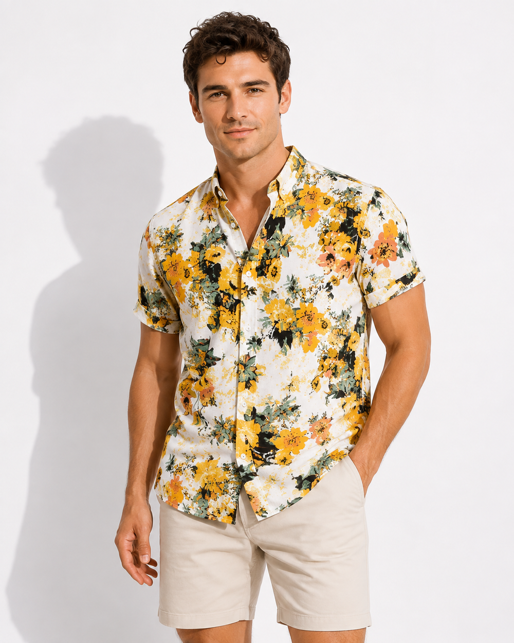 Blaues Kurzarm Herren Freizeithemd, sommerlich-lässig, ideal für entspannte Tage und Sommermode.