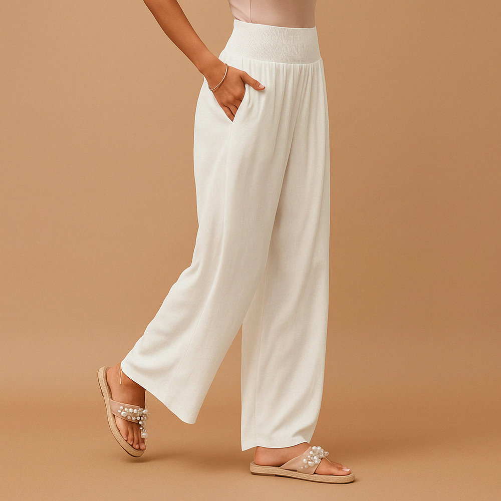 Bequeme Freizeithose für Frauen: Lockere Passform und weites Bein, perfekte Urlaubshose für heiße Tage. Maximaler Komfort.