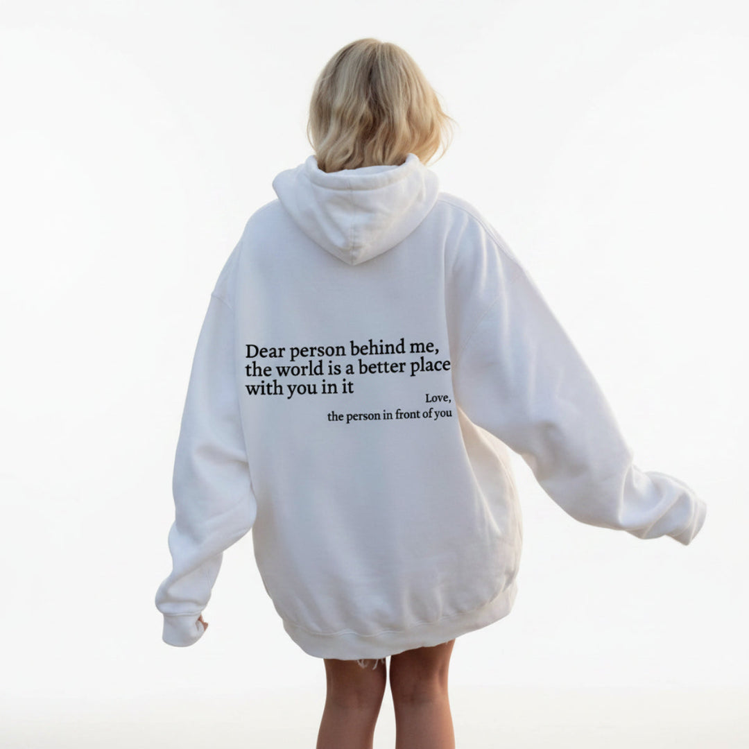 Unisex Kapuzenpullover mit modernem Rücken-Schriftzug. Lässiger Langarm-Hoodie für Freizeit & Alltag.