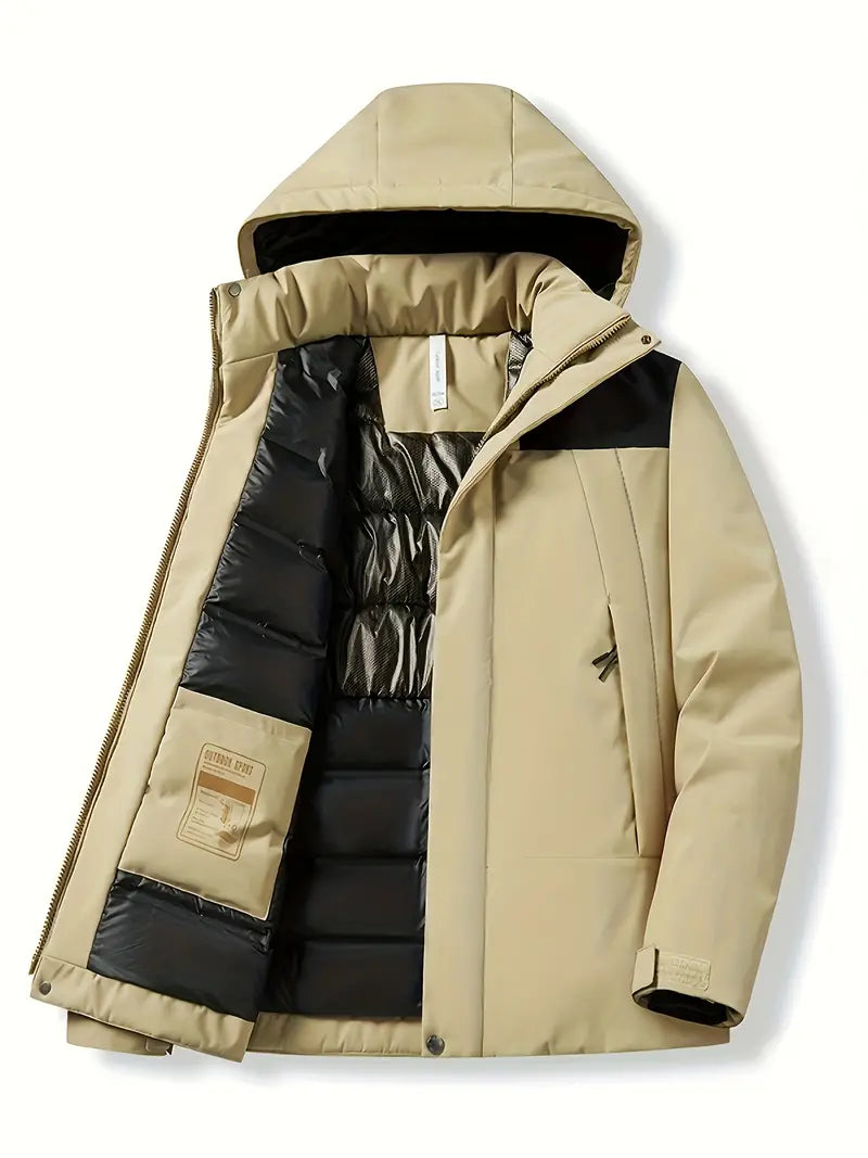 Warme Damen Thermojacke mit Kapuze, winddicht & wasserdicht, ideal für Outdoor & Freizeit im Herbst/Winter.