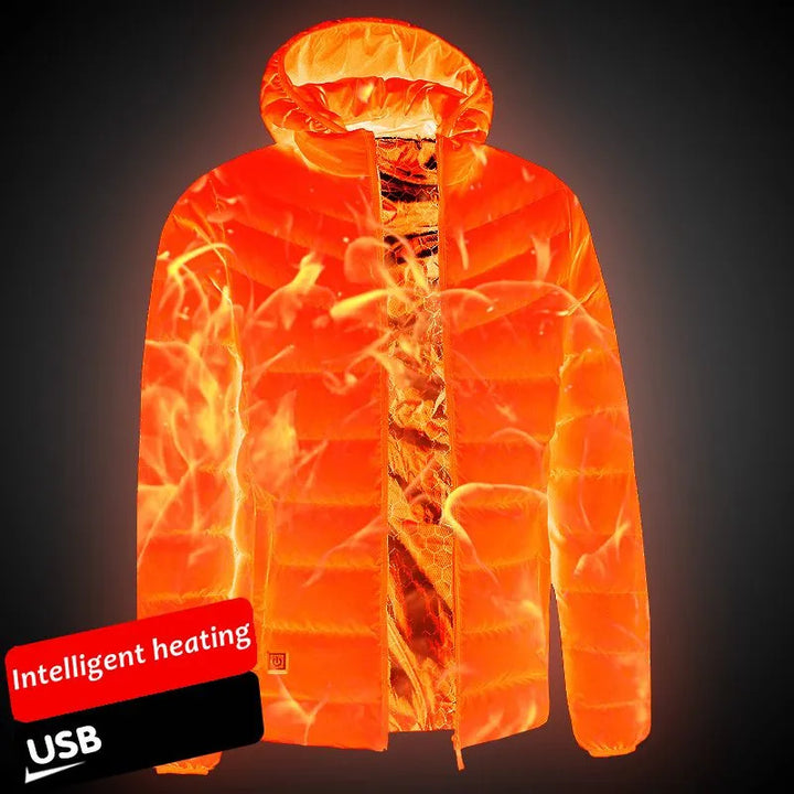 Herren USB-Heizjacke; funktionelles Textil für optimalen Kälteschutz beim Sport.