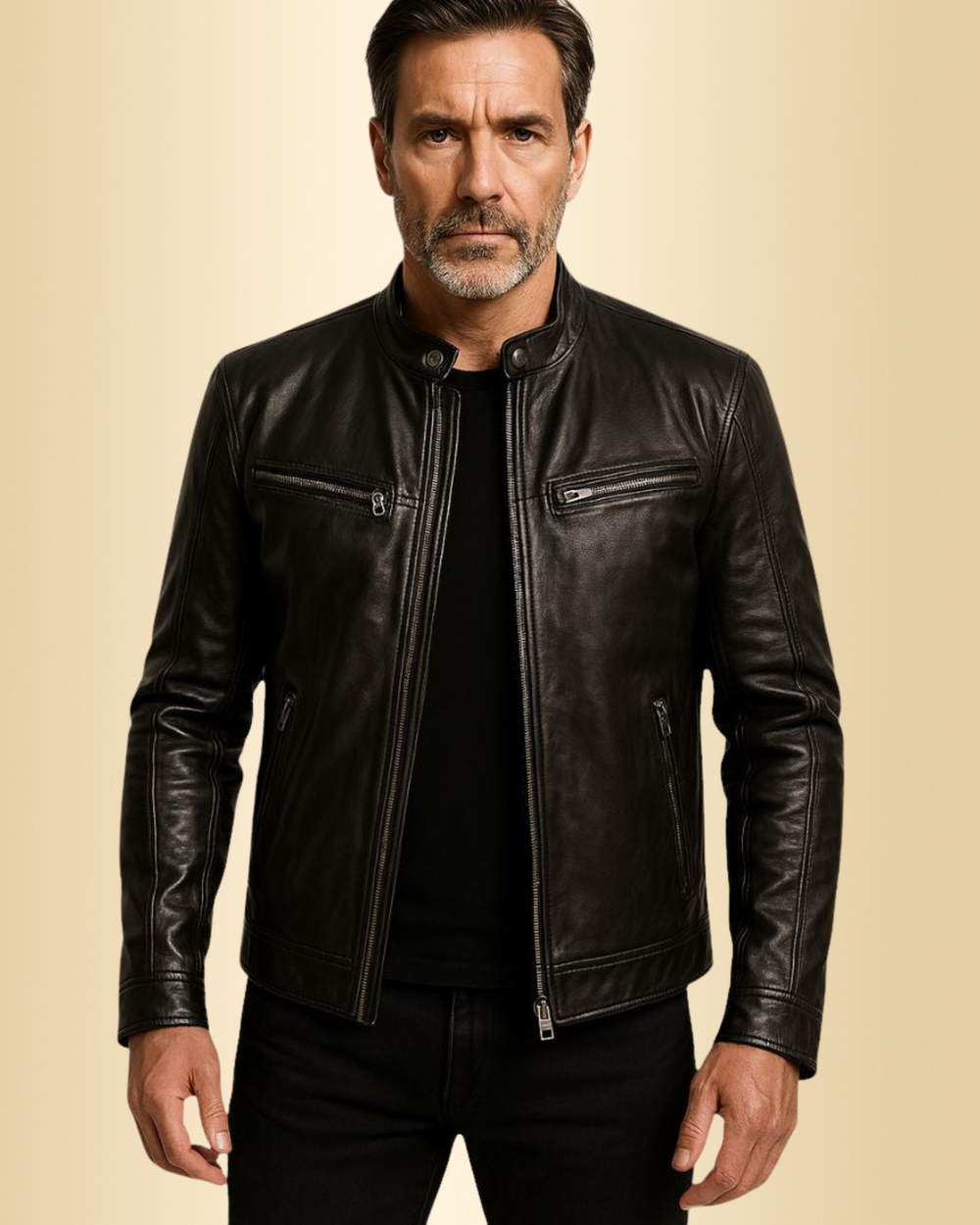 Elegante Herren Übergangsjacke mit Stehkragen & Reißverschluss, modisch & vielseitig.