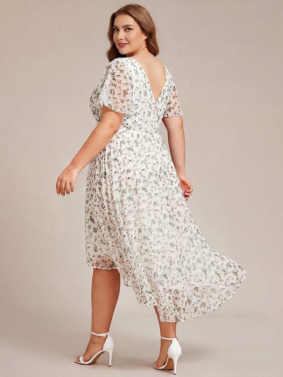 Damen Vokuhila Brautjungfernkleid, Kurzarm, Midi-Länge, perfekt für Hochzeitstage.