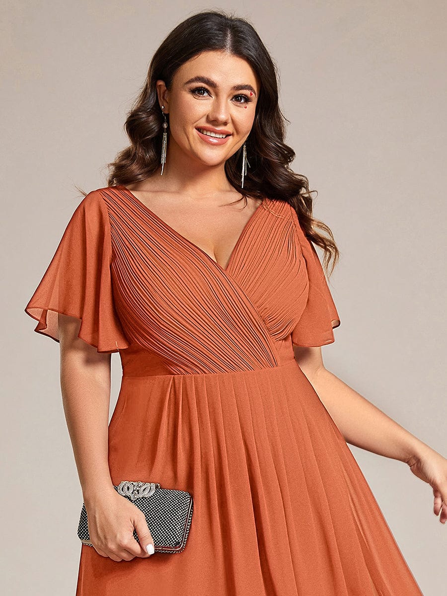 Elegantes Hochzeitsgastkleid Vokuhila, A-Linie, Empire-Taille, Kurzarm für Feiern.