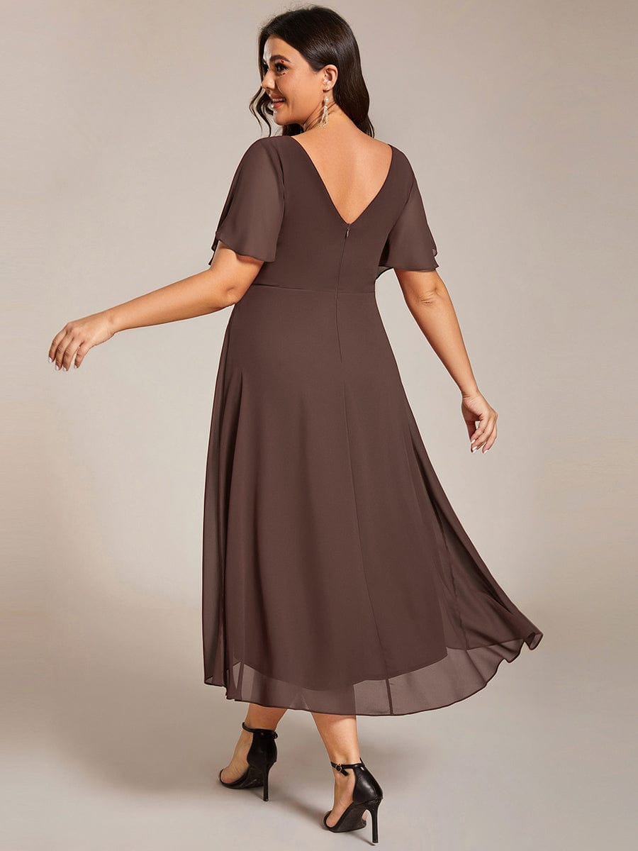 Festliches Abendkleid Vokuhila, Kurzarm, Midi-Länge, ideal für Gala-Empfänge.