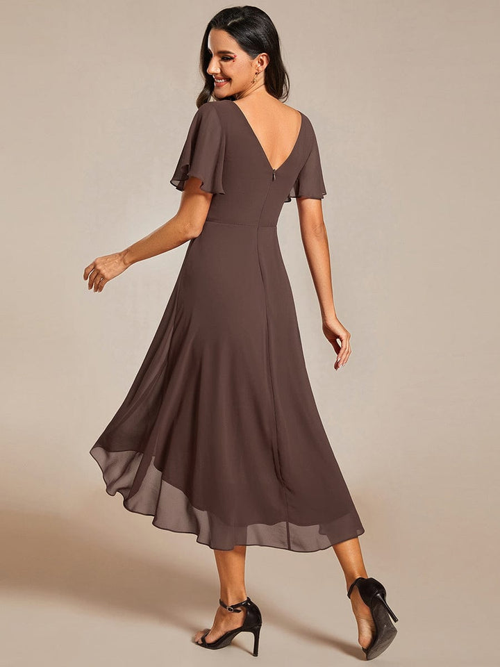 Festliches Vokuhila Brautjungfernkleid, A-Linie, Empire-Taille, für einen schönen Tag.