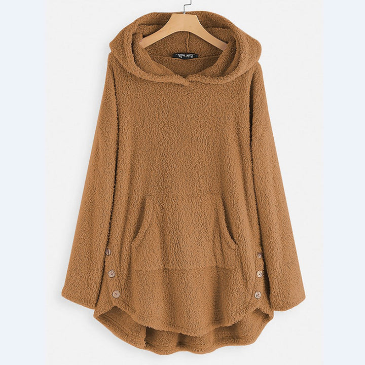 Damen Hoodie, ultra-weich, warm & kuschelig. Bequemer Teddy-Langarm-Hoodie mit lockerem Schnitt für Wintermode.