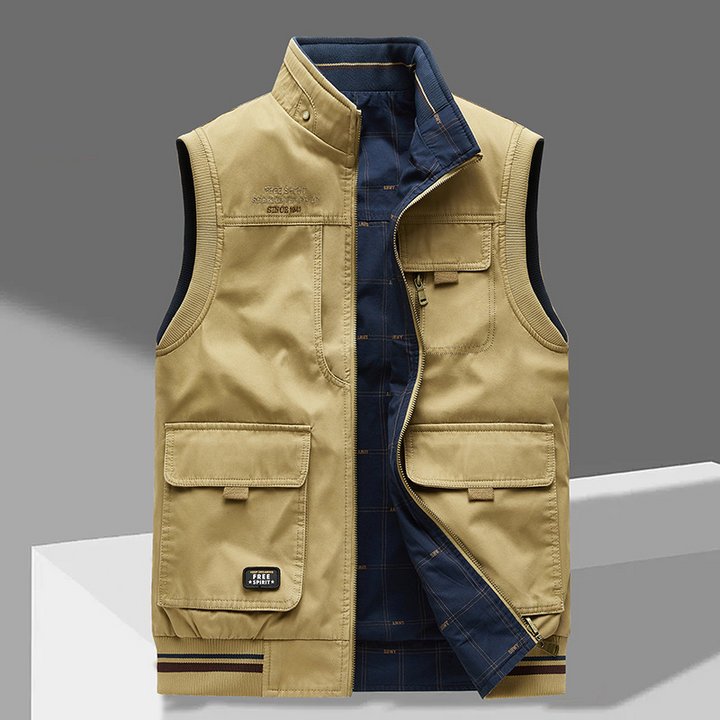 Praktische Herren Outdoor Weste mit Multitaschen & sicherem Verschluss, ideal für Arbeit, Reise & Hobby.