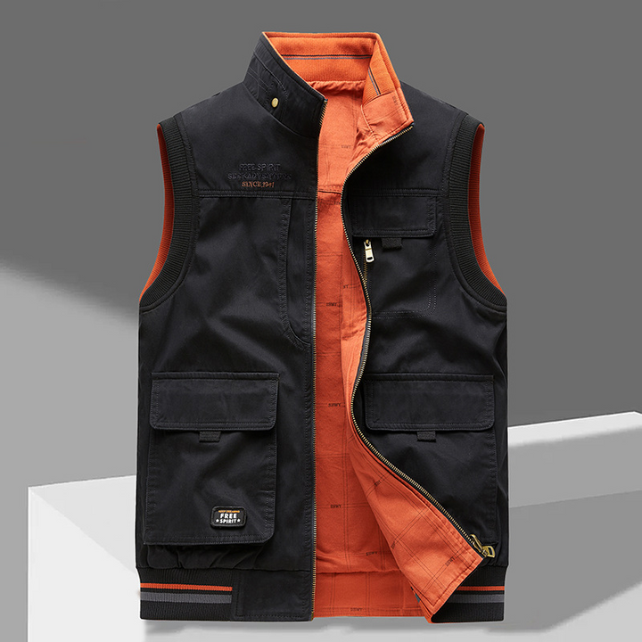 Robuste Herren Weste mit sicheren Verschlüssen & vielen Fächern, komfortabel für Outdoor & täglichen Gebrauch.