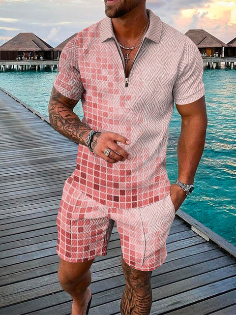Herren Sommer Outfit Set mit T-Shirt & Shorts für Freizeit.