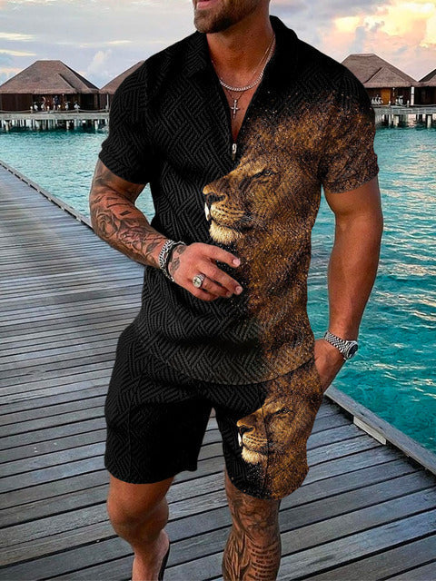 Stylisches Herren Sommer Zweiteiler Set mit T-Shirt und passenden Shorts.