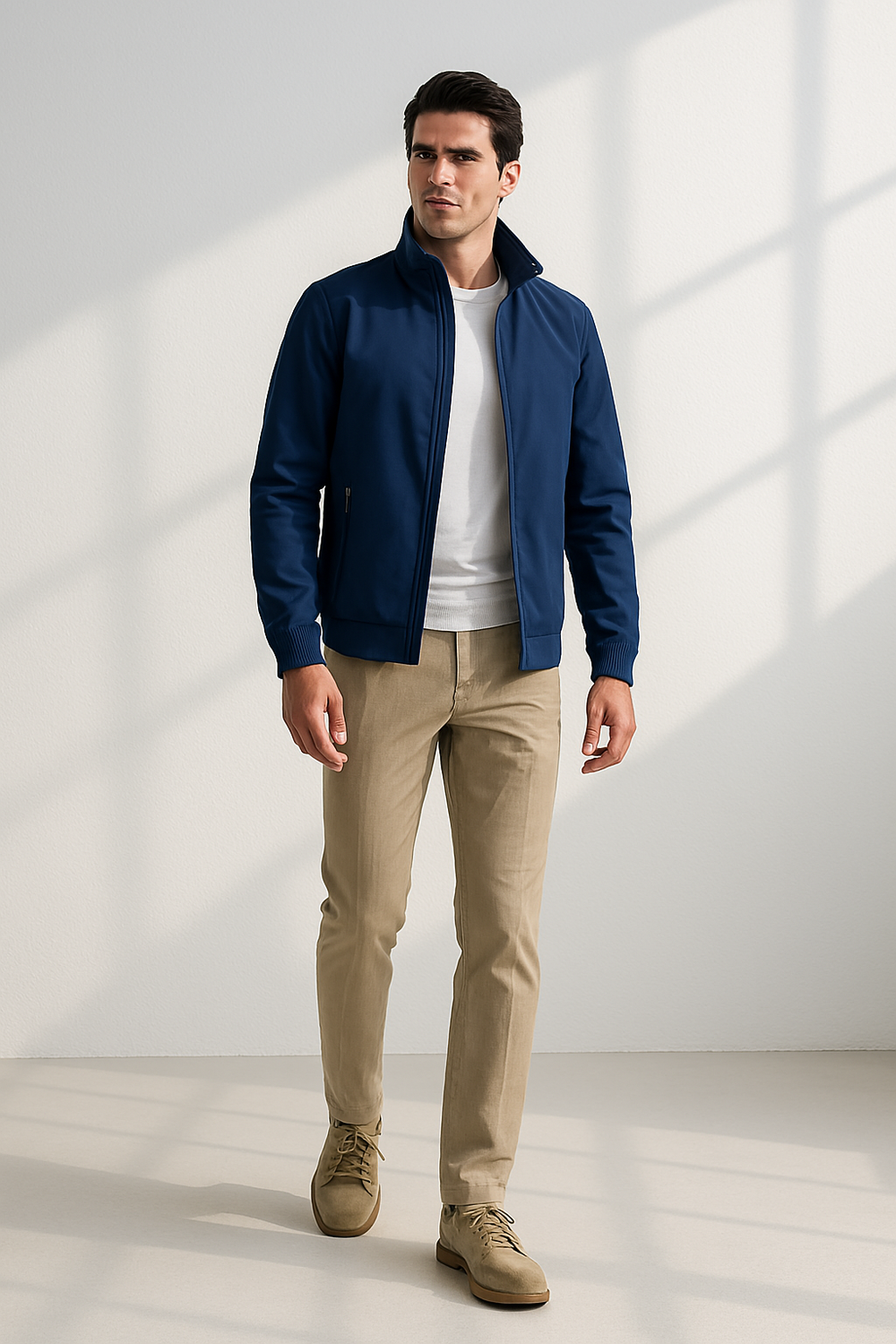 Leichte Herren Windjacke mit Reißverschluss. Atmungsaktiv & winddicht, perfekt für Outdoor und Reise im Herbst.