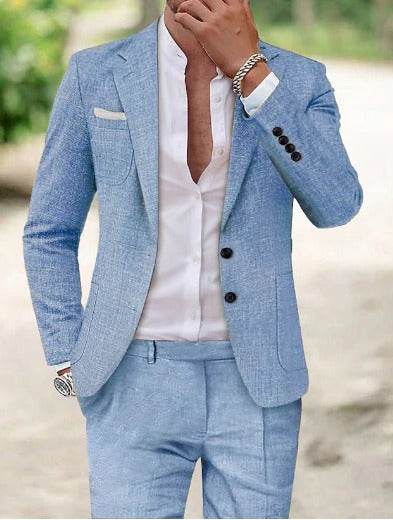 Vielseitiger Herren Slim Fit Anzug, zweiteilig, passend als formeller Anzug oder stilvoller Freizeitanzug für moderne Eleganz.