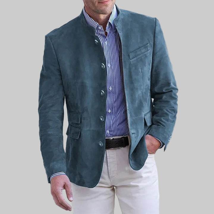 Khaki Herren Blazer, klassisch geschnitten. Ideal für Business, Casual & Abendmode. Stilvolle, vielseitige Herrenjacke.