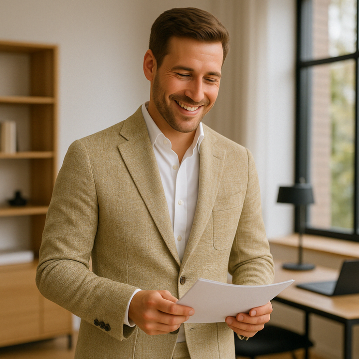 Beiger Slim Fit Business Anzug für Herren, eleganter Zweiteiler, vielseitig für Arbeit & Feier.
