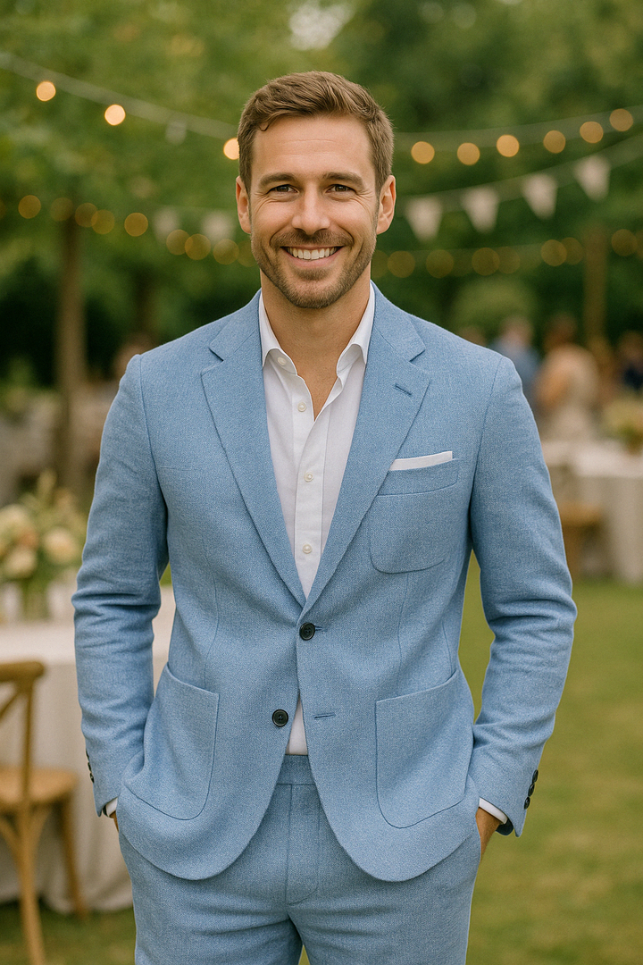 Moderner grüner Business Anzug, Slim Fit Zweiteiler für Herren, ideal für Büro und Event.