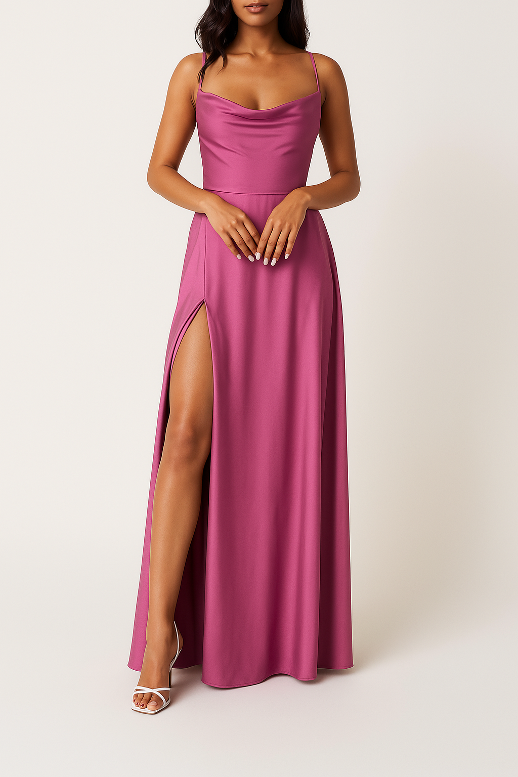 Schickes ärmelloses Damen Maxikleid, ideal als Hochzeitsgast Outfit.