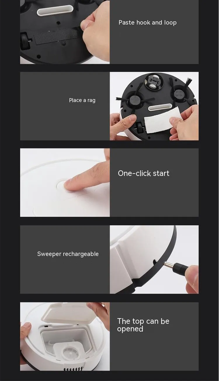 Weißer intelligenter Staubsaugerroboter, ein nützliches Gadget für automatische Sauberkeit.