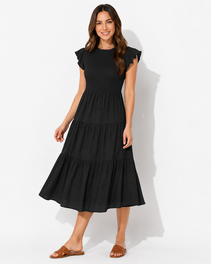 Stilvolles Damen-Freizeitkleid mit schmeichelhafter Silhouette & Bauchkontrolle. Ideal für Frühling/Sommer-Mode.