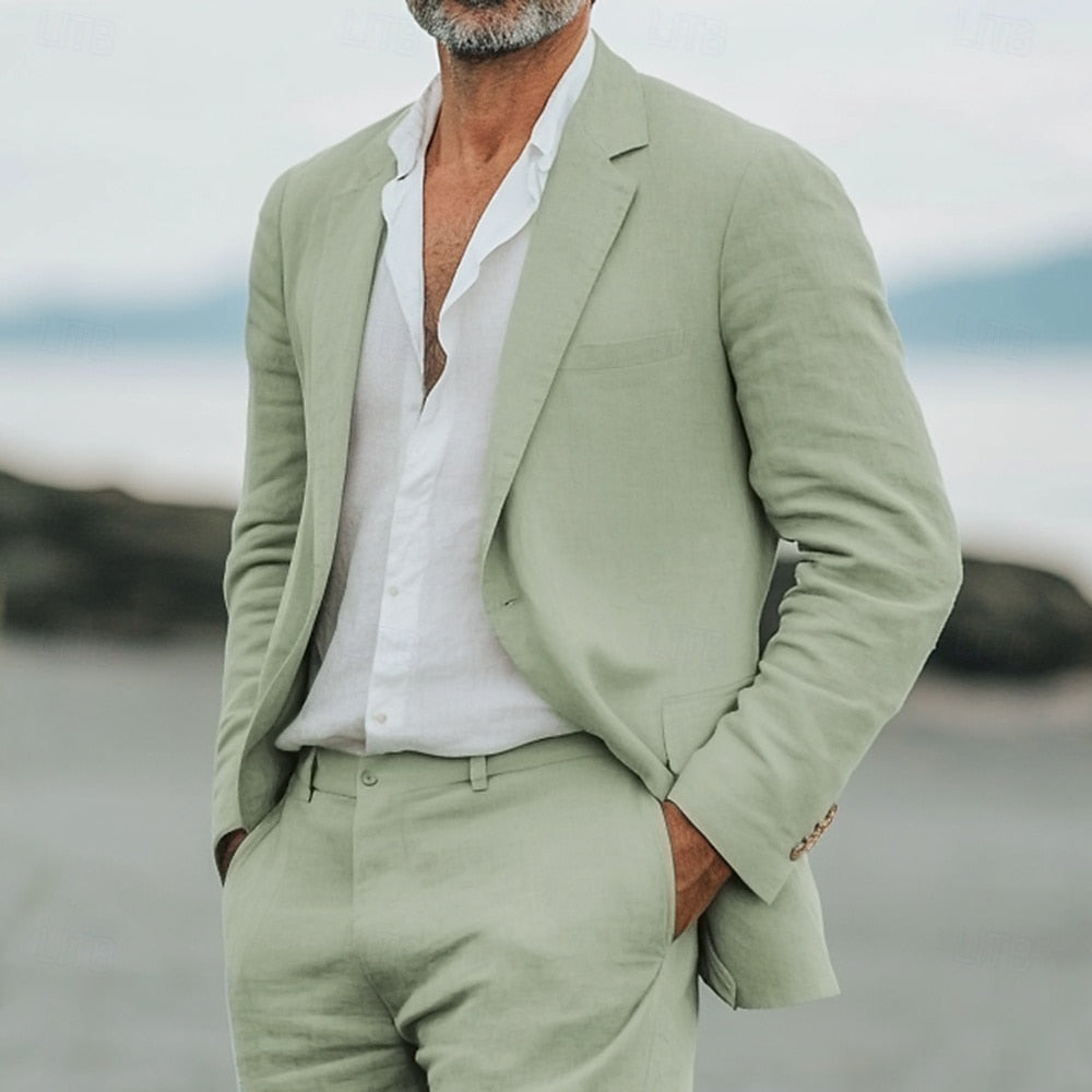 Eleganter, maßgeschneiderter Herren Zweiteiler Sommer Anzug in Hellblau, ideal für Hochzeiten & festliche Anlässe.
